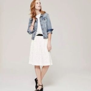 White Floral Lace A-line Skirt